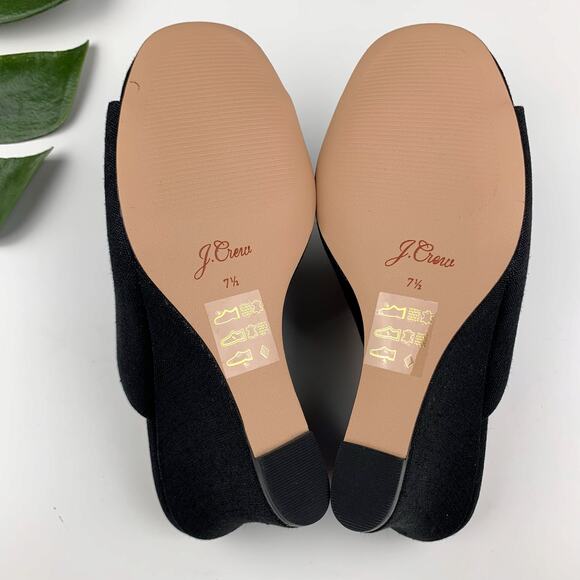 J Crew Bianca Woven Wedge Sandals Black Slip On Open Toe Women's 7.5 - Picture 10 of 11
